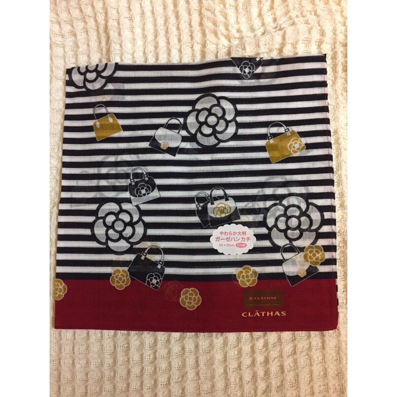 Clathas 日本香奈兒 日本製 手帕  方巾 山茶花 交換禮物 跨年禮物