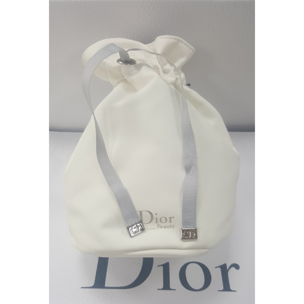 ㊣ CD Dior 迪奧 白色圓筒束口化妝包 ◇三寶◆
