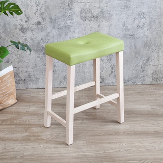Boden-簡約吧檯椅/吧台椅/休閒高腳椅-洗白色+綠色布紋皮革(DIY組裝)