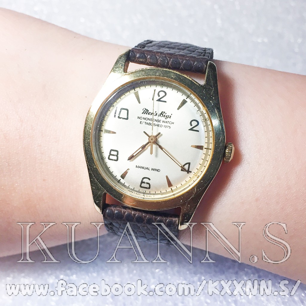 ::KUANN 於小飾::日本 SEIKO 精工 MEN‘S BIGI 金色 金錶 機械錶｜古董錶 復古錶 小錶 圓錶