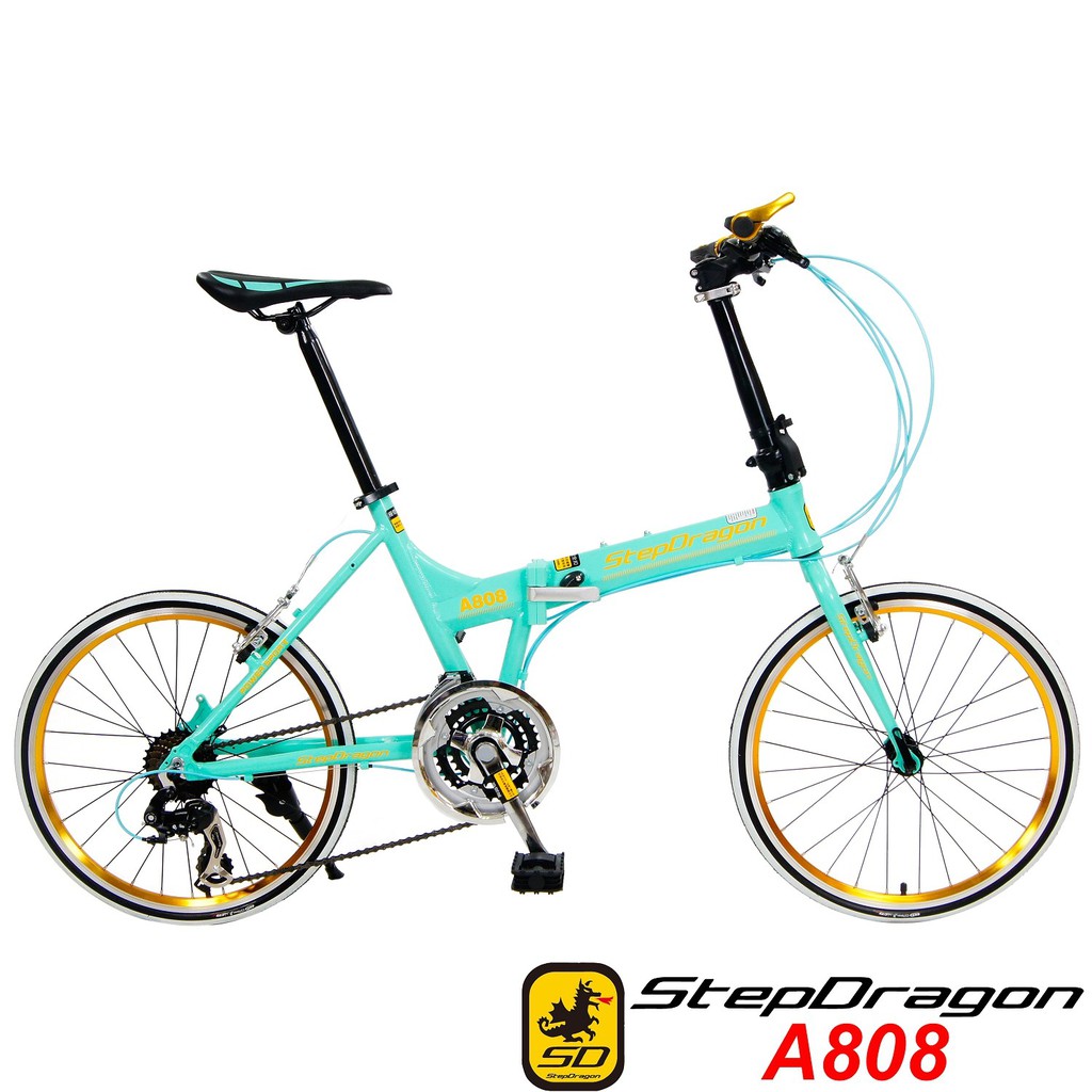 【StepDragon】 A808 20吋451 鋁合金折疊車（水湖綠） -【台中-大明自行車】