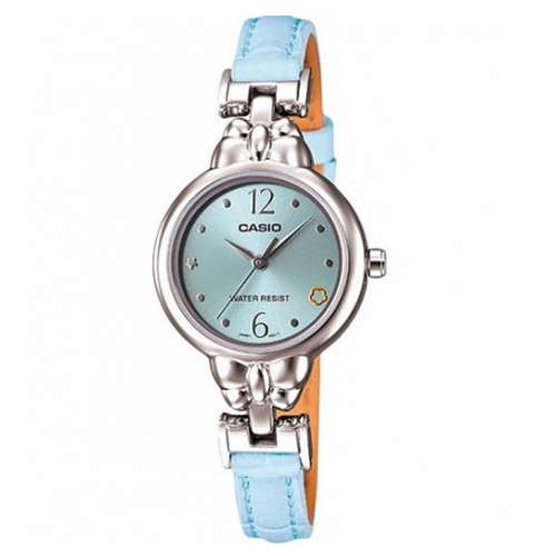 【CASIO】輕巧粉嫩皮帶腕錶-水藍(LTP-1385L-7A1)公司貨
