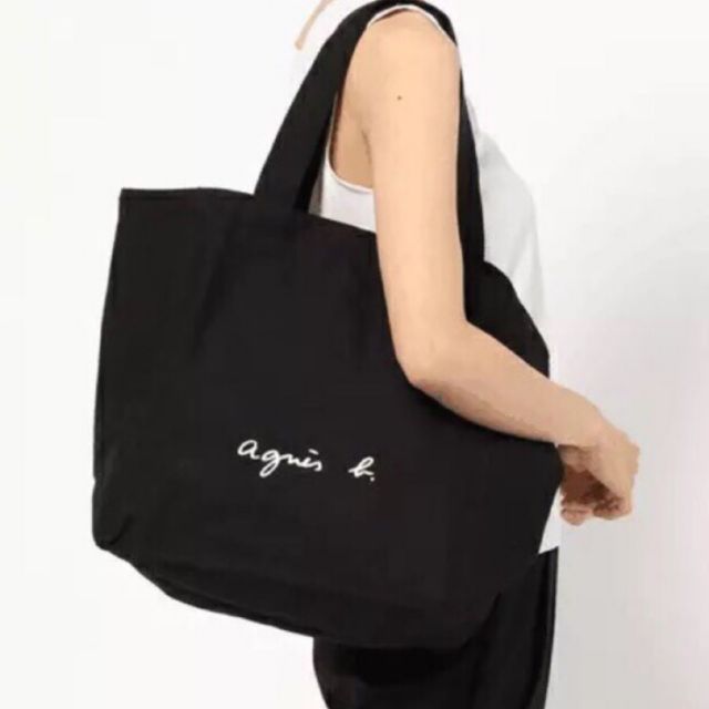 19年新款 日本 agnes b   Logo手提包 大尺寸帆布包 肩包  購物袋