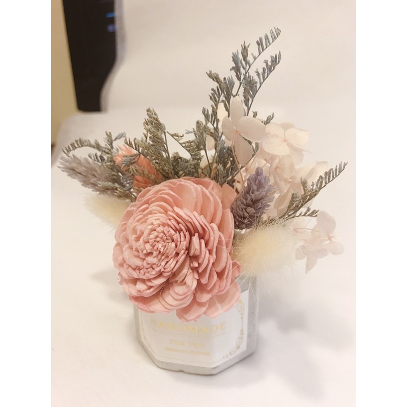 現貨 手作乾燥花小盆花桌花索拉花棉花繡球花畢業送禮生日送禮附提袋 蝦皮購物