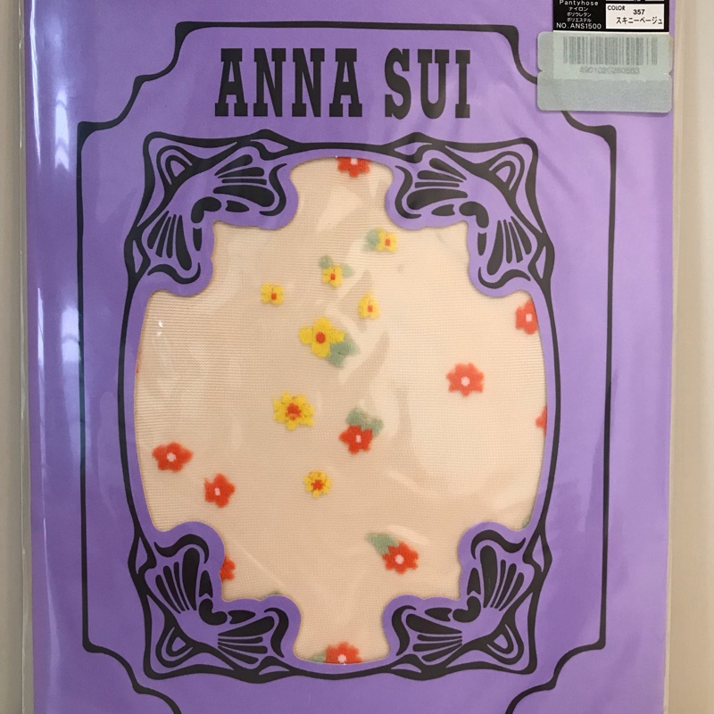 日本製 Anna Sui 膚色透膚小花絲襪褲襪