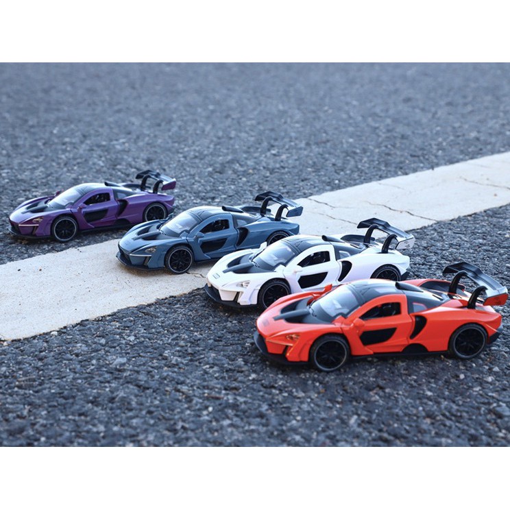 「車苑模型」新奥 邁凱倫Mclaren 塞納 Senna 汽車模型仿真合金兒童迴力聲光玩具車模擺件