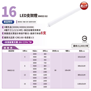 ღ勝利燈飾ღ T5 16W 4尺 LED 支架燈 層板燈 間接照明 BN022 G2_PHILIPS飛利浦 送串接線
