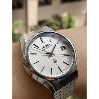 SEIKO KING Quartz 0852-8005銀白面 日期顯示 老錶