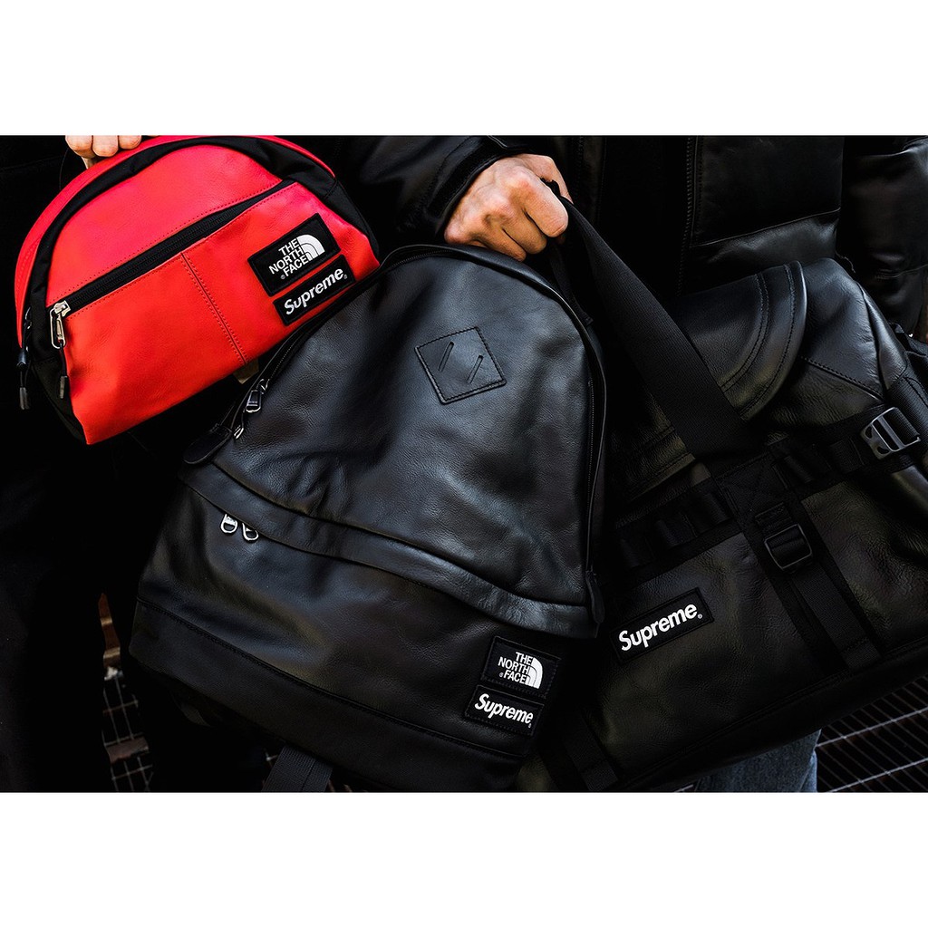 supreme north face leather backpack