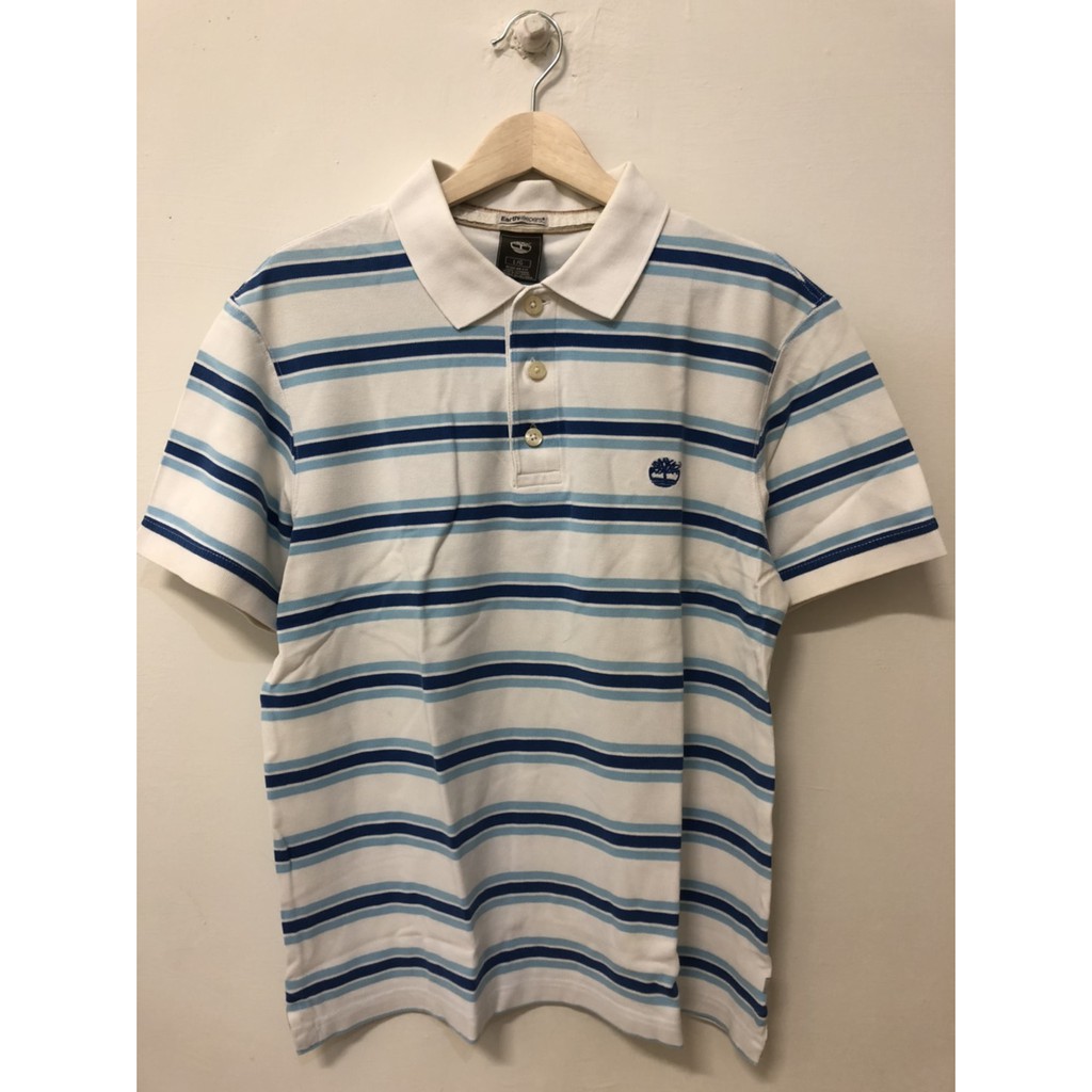 【二手古著】Timberland 藍白條紋polo衫(Ｌ/G)