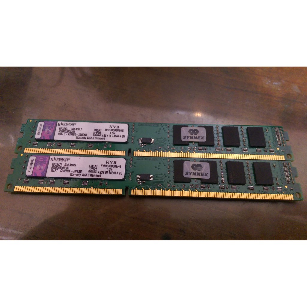 金士頓 雙面 DDR3 1333 4G x2條 (8G)