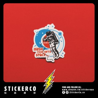 防水貼紙 太空人卡拉也ok#B304 STICKER貼紙總部PVC防水貼紙行李箱貼紙安全帽貼紙