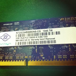 Nanya(南亞) DDR3-1333 2GB 筆記型記憶體 SO-DIMM (中古)