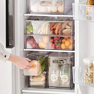 冰箱收納盒 冰箱抽屜式收納架 家用多功能瀝水冷凍食品保鮮盒 疊加收納箱 保鮮盒