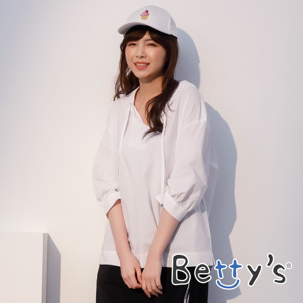 betty’s貝蒂思(01)純色七分袖連帽上衣(白色)