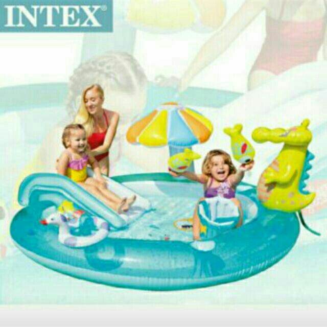 INTEX鱷魚噴水溜滑梯泳池 🎉 球池  intex泳池 游泳池 充氣泳池