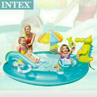 INTEX鱷魚噴水溜滑梯泳池 球池 intex泳池 游泳池 充氣泳池