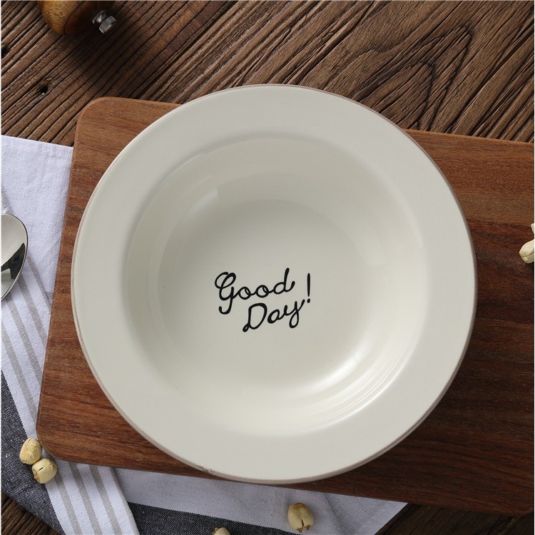 美好的一天Good Day複古陶瓷西式義大利麵盤/湯盤/點心麵包盤-Afternoon tea-愛生活zakka