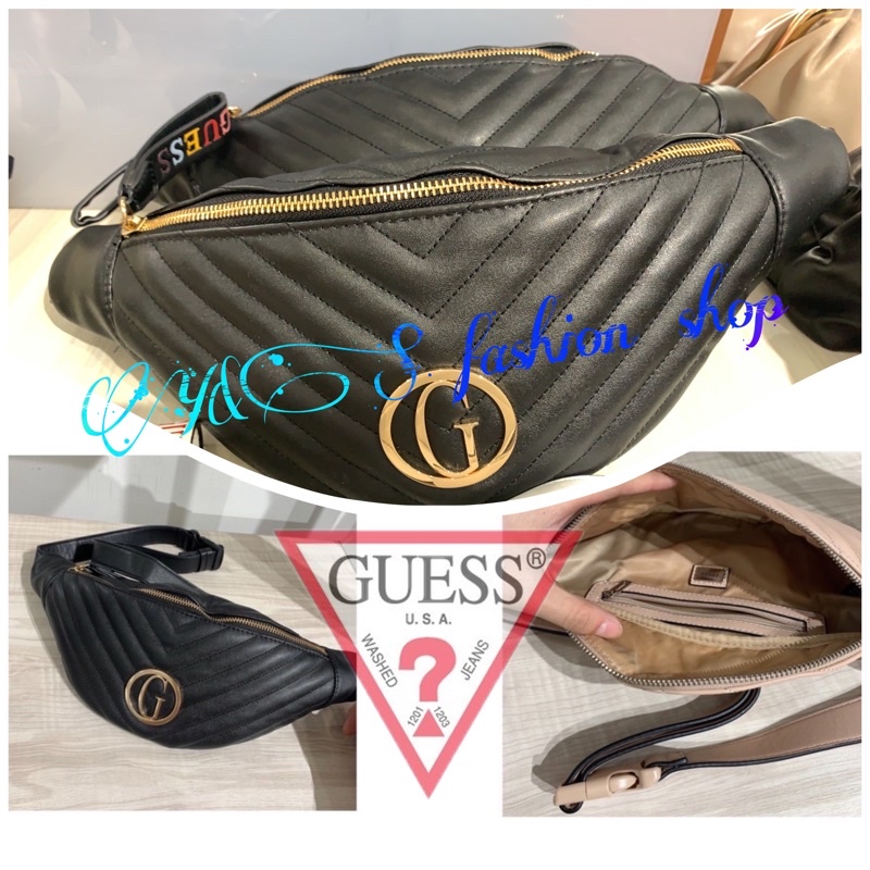 (Y&amp;S fashion )🇺🇸Guess經典山型紋黑色腰包/胸包限量優惠 現貨