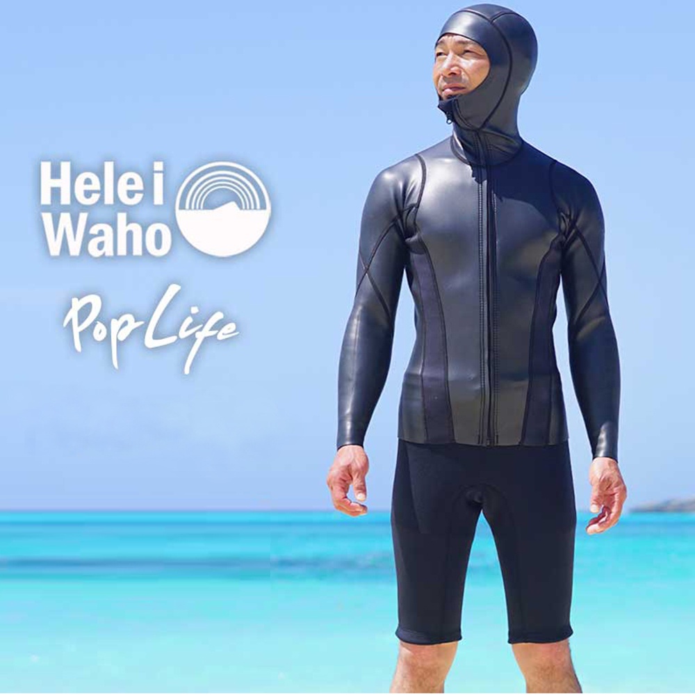 HeleiWaho MEN 2mm 頭套 防寒衣 潛水衣 拉鍊式 半身 衝浪衣 禦寒 保暖 衝浪