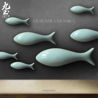 九土陶瓷小魚牆壁掛飾牆壁裝飾魚電視背景裝飾壁掛貼金魚掛件咖啡廳裝飾空間牆壁裝飾餐廳裝飾居家裝飾小魚掛件掛飾DER0010