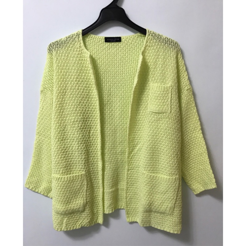 【A-nu-mo】全新轉賣Starmimi 正韓螢光黃綠開襟針織外套