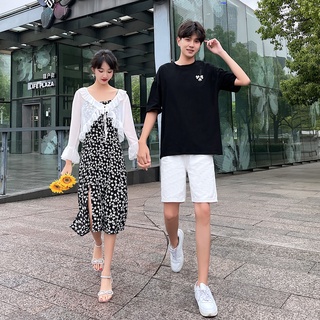 【COUPLE】情侶裝❗❗夏幸運四葉草碎花吊帶裙