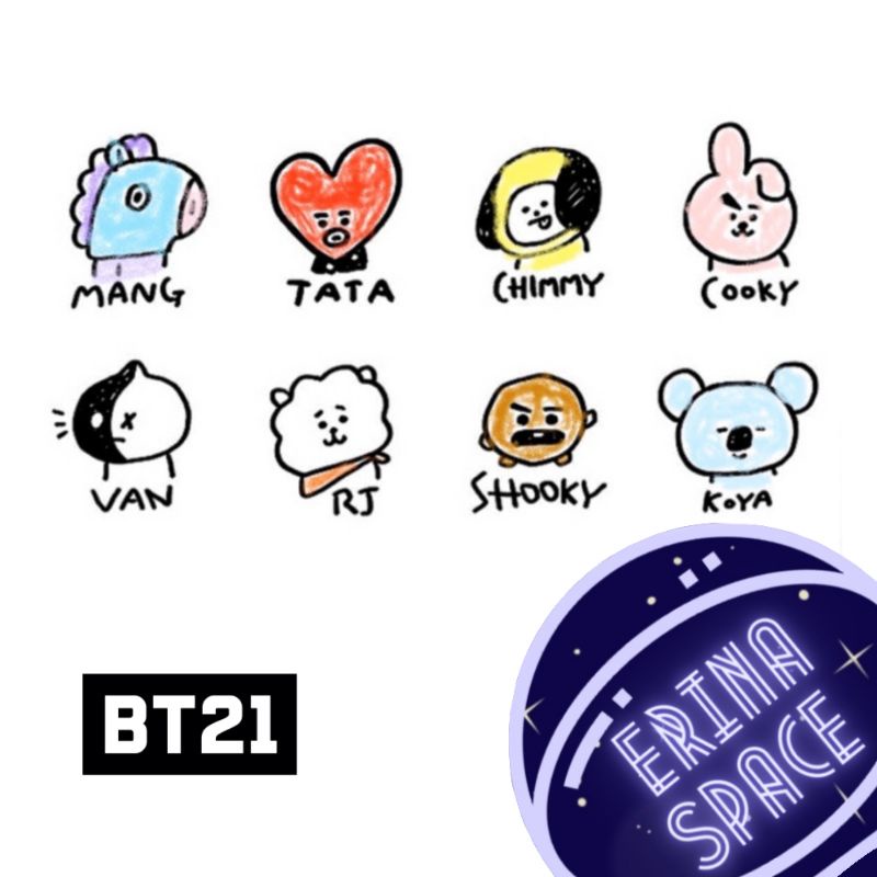 Erina Space Bt21耳環bt21公仔防彈少年團可改夾chimmy Koty Tata Mang 蝦皮購物