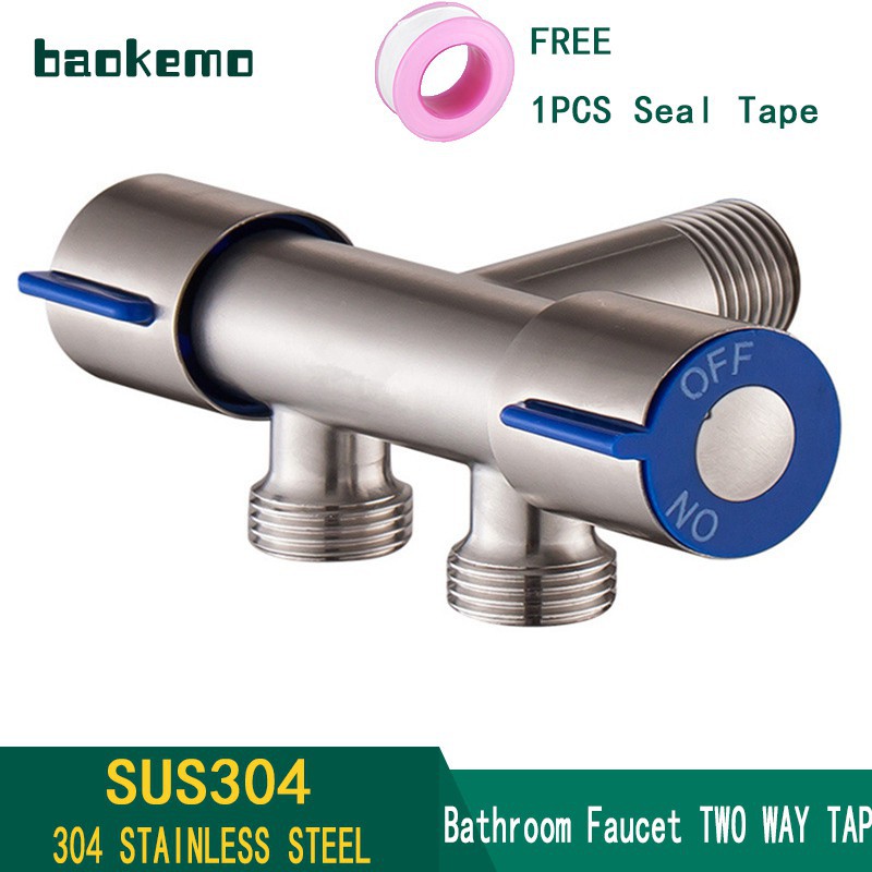 Baokemo浴室水龍頭不銹鋼兩用閥雙控雙出1/2寸