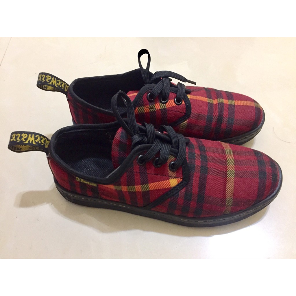 Dr. Martens 馬汀 紅色格紋帆布鞋 UK4