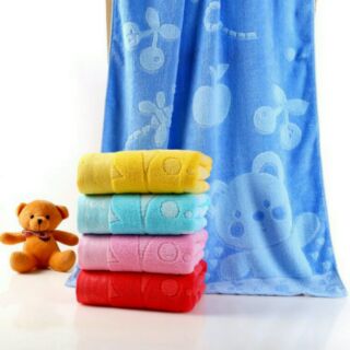 竹纖維卡通熊浴巾竹纖維吸水大浴巾，可批發