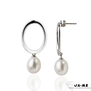 【JA-ME】925銀天然珍珠9*11mm耳環 (時尚風格)