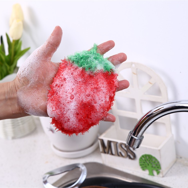 💕時尚💕現貨快速到貨🔥 韓國 草莓洗碗布 韓國創意 手工刮花 可掛 菜瓜布 草莓 洗碗巾 沐浴巾