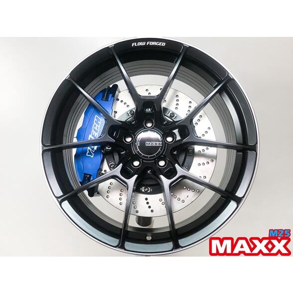 【超前輪業】MAXX M25 旋壓輕量化 18吋鋁圈 5孔114.3 5孔108 5孔100 5孔112 消光黑車邊