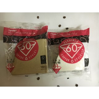 HARIO V60 漂白無漂白01 1-2人用 /無漂白02 1-4人用 /濾紙 日本製造 手沖濾紙