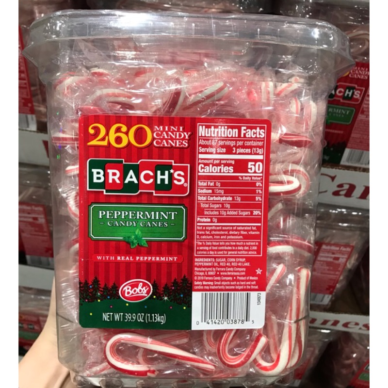 Brach's 迷你拐杖糖260入 / 1.13公斤 聖誕節糖果 拐杖糖 好市多代買 costco代購 拐杖糖