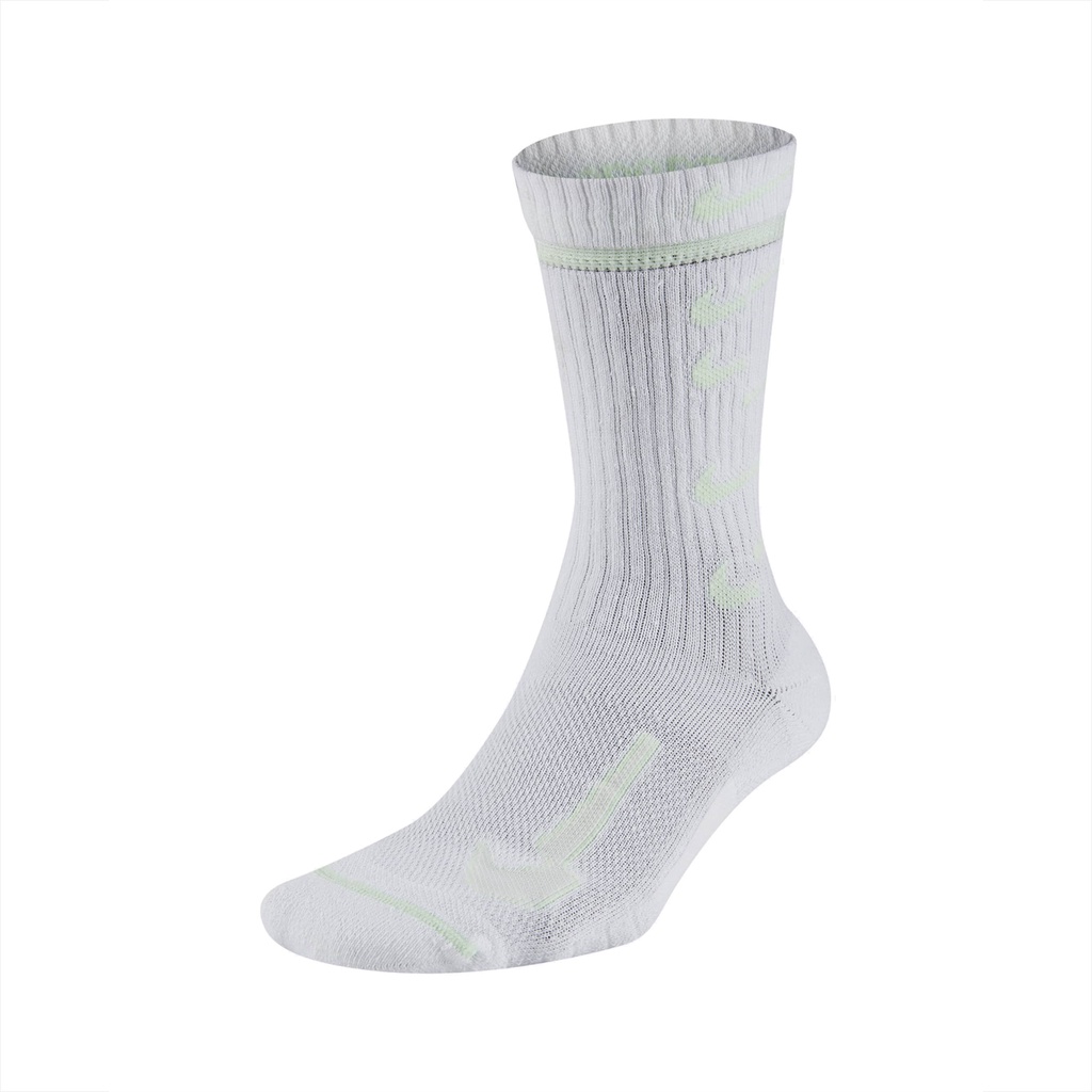 Nike 襪子 Multiplier Crew Socks 白 綠 男女款 長襪 穿搭【ACS】 CK5672-100