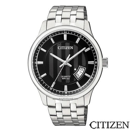 【神梭鐘錶】CITIZEN WATCH 星辰 黑色錶盤石英男仕銀鋼帶手錶 型號 : BI1050-81E