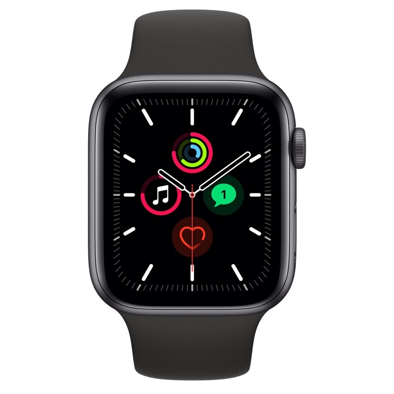 *全新未拆**神腦購買* Apple Watch SE 44公釐 GPS版 太空灰色鋁金屬錶殼，黑色運動型錶帶+送保護殼