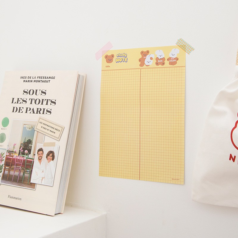 可愛小熊便簽本大本子可撕學習用紙b5方格大冊子網格筆記紙便箋本 蝦皮購物