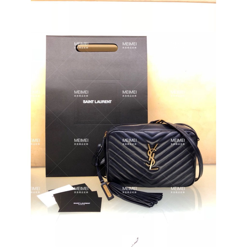 專櫃正品現貨saint Laurent 夜藍色消光金鍊相機包斜背23cm 5534 Ysl 蝦皮購物