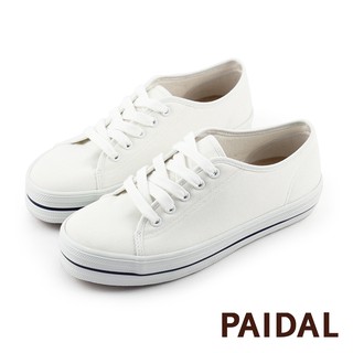 Paidal 經典單色厚底帆布鞋-小白鞋