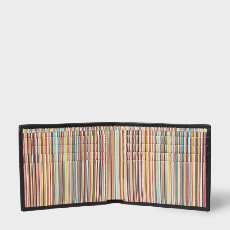 Paul Smith 英國品牌 皮夾 短夾 錢包 經典款 彩虹 條文 Signature Stripe Interior