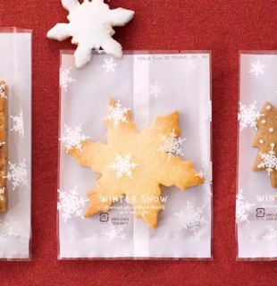 禎巧妙💞 100±2入 聖誕節機封袋 黃色聖誕老人臉包裝袋聖誕餅乾糖果飾品禮品袋機封平口袋 白色浪漫雪花包裝袋 新年包裝