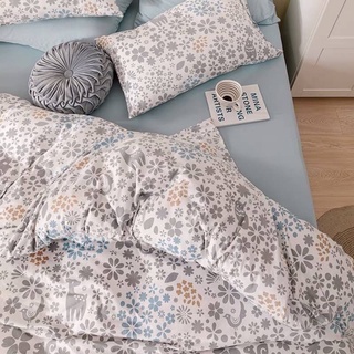 Little Bed小床-萊卡運動棉雙人床組 小花圖案 藍色系 ins風 寢具 被套 床包 工廠直營店面