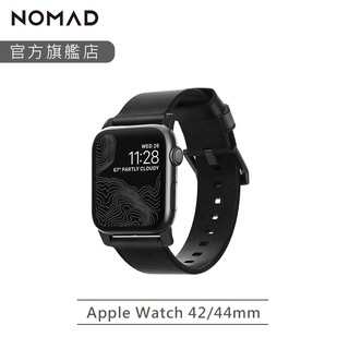 【NOMAD】美國HORWEEN AppleWatch專用質樸黑皮革錶帶-摩登黑-42/44/45/49mm｜台灣總代理