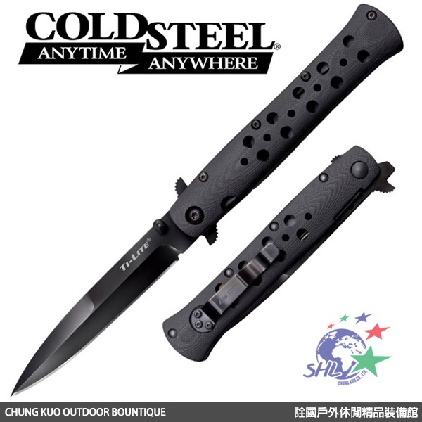 詮國 - Cold Steel Ti-Lite 新款4 G10柄黑刃折刀 / CTS-XHP鋼 / 26AGST