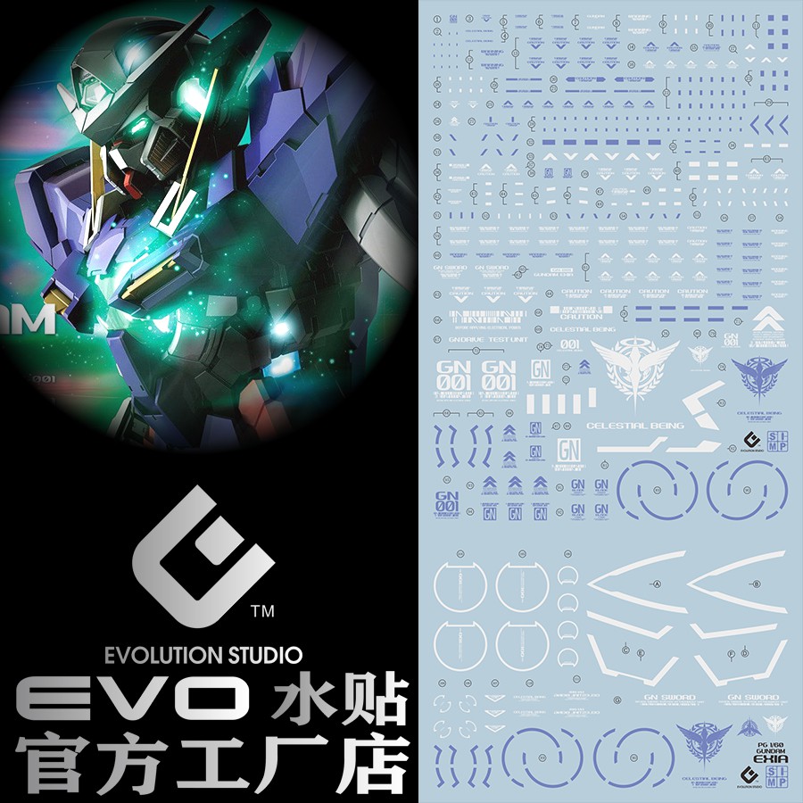 【Max模型小站】EVO PG 1/60 能天使 EXIA 水貼(螢光)