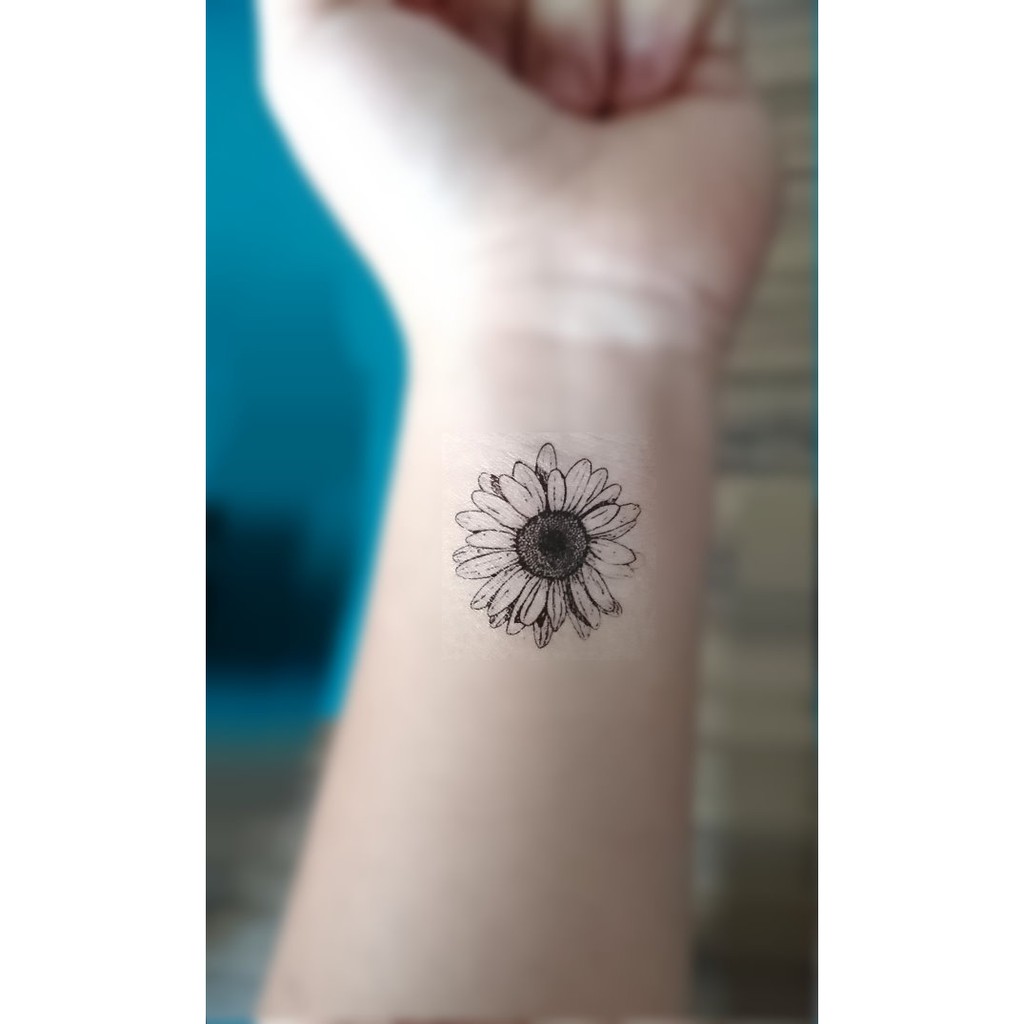 向日葵花紋身貼紙微刺青輕紋身海灘搭配比基尼 蝦皮購物