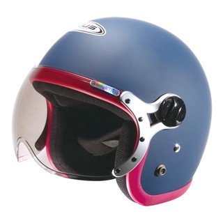 瑞獅 ZEUS ZS-383A 消光藍-紫紅條 W造型飛行鏡片 超輕量 內襯全可拆 復古帽 安全帽 機車安全帽